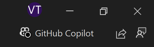 Screenshot del badge di Copilot quando Copilot non è disponibile.