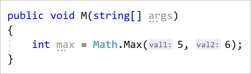 Hint per il nome del parametro inline