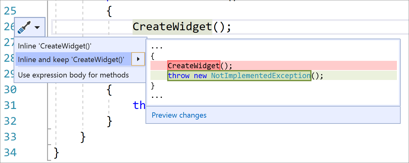 Refactoring del metodo inline per mantenere la dichiarazione