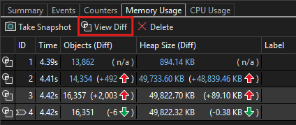 Visualizzare MMA snapshot diff