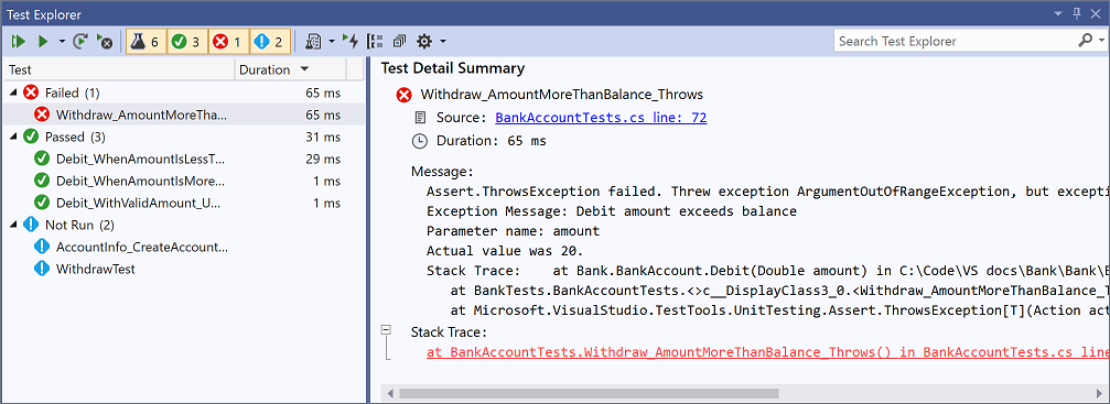 Esplora unit test