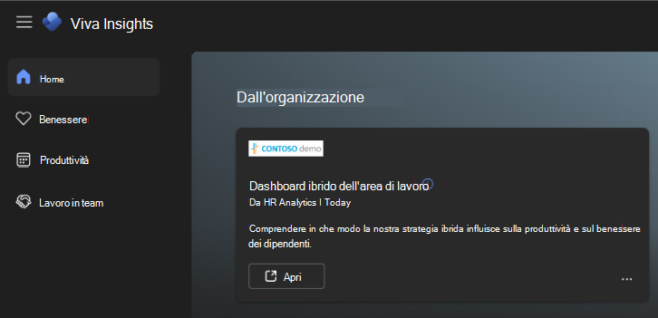 Screenshot che mostra come il destinatario riceve il report pubblicato.