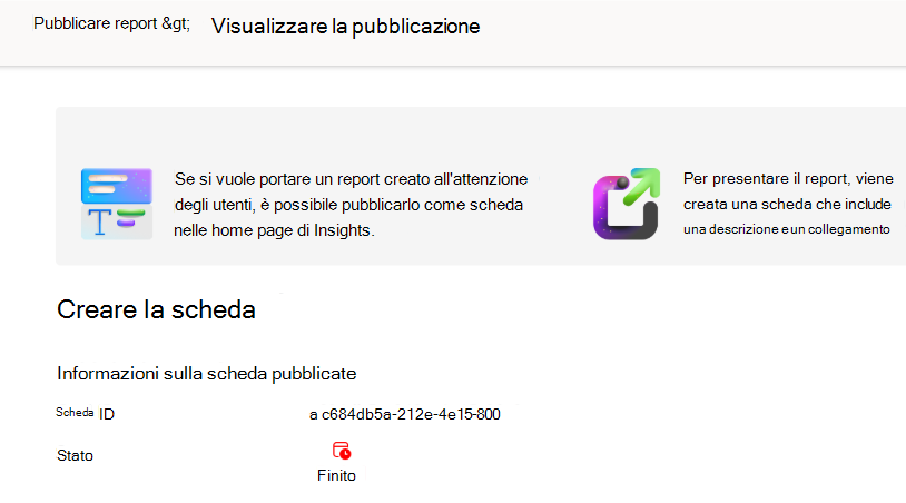 Screenshot che mostra la pagina di pubblicazione della visualizzazione.