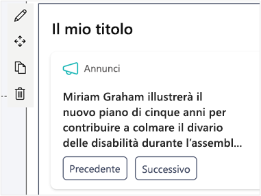 Schermata con l'opzione che consente di modificare il titolo di un dashboard.