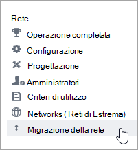 Voce di menu Migrazione di rete per Viva Engage Amministratori.