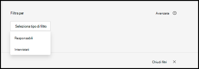 Screenshot del pulsante Seleziona tipo di filtro.