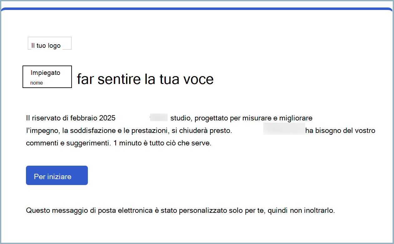 Screenshot di un messaggio di posta elettronica di anteprima di esempio.