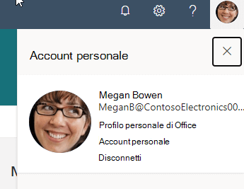  Screenshot dell'immagine del profilo di Microsoft 365.