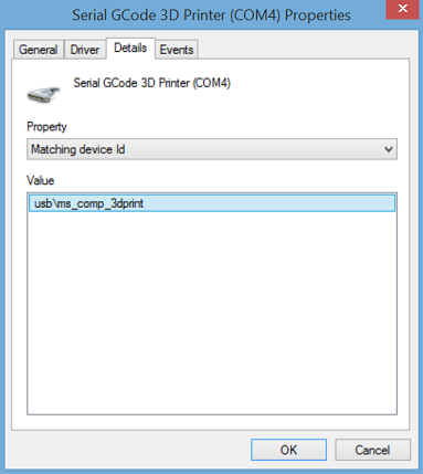 scheda dei dettagli di Device Manager: ID dispositivo corrispondente.