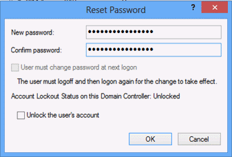 Screenshot che mostra dove digitare la nuova password.