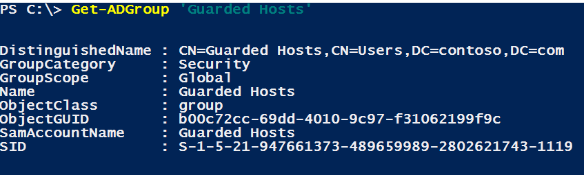 Comando Get-AdGroup con output