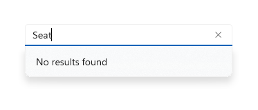 Esempio di casella di suggerimento automatico senza risultati di ricerca