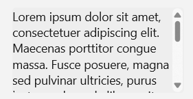 Blocco di testo che si estende verticalmente oltre il riquadro di visualizzazione o l'area visibile del controllo, con una barra di scorrimento verticale visualizzata.