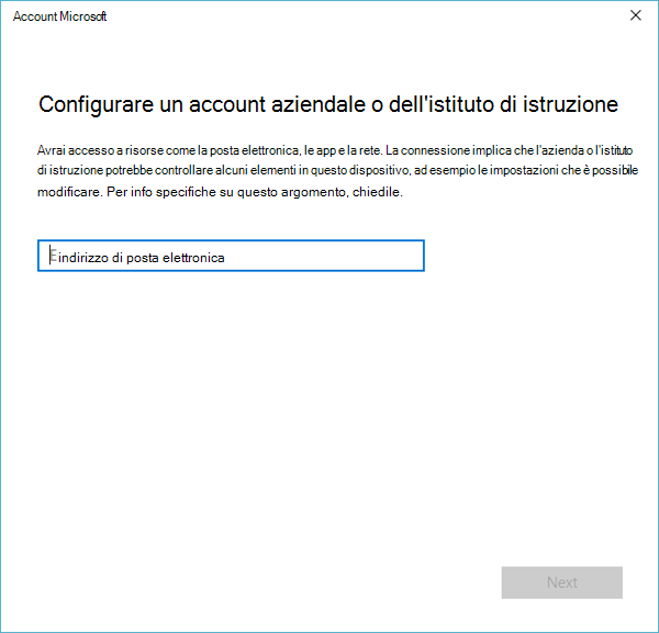 sincronizzare l'account aziendale o dell'istituto di istruzione con Azure AD.