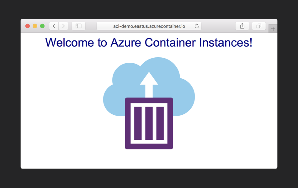 Screenshot delle istanze di Azure Container