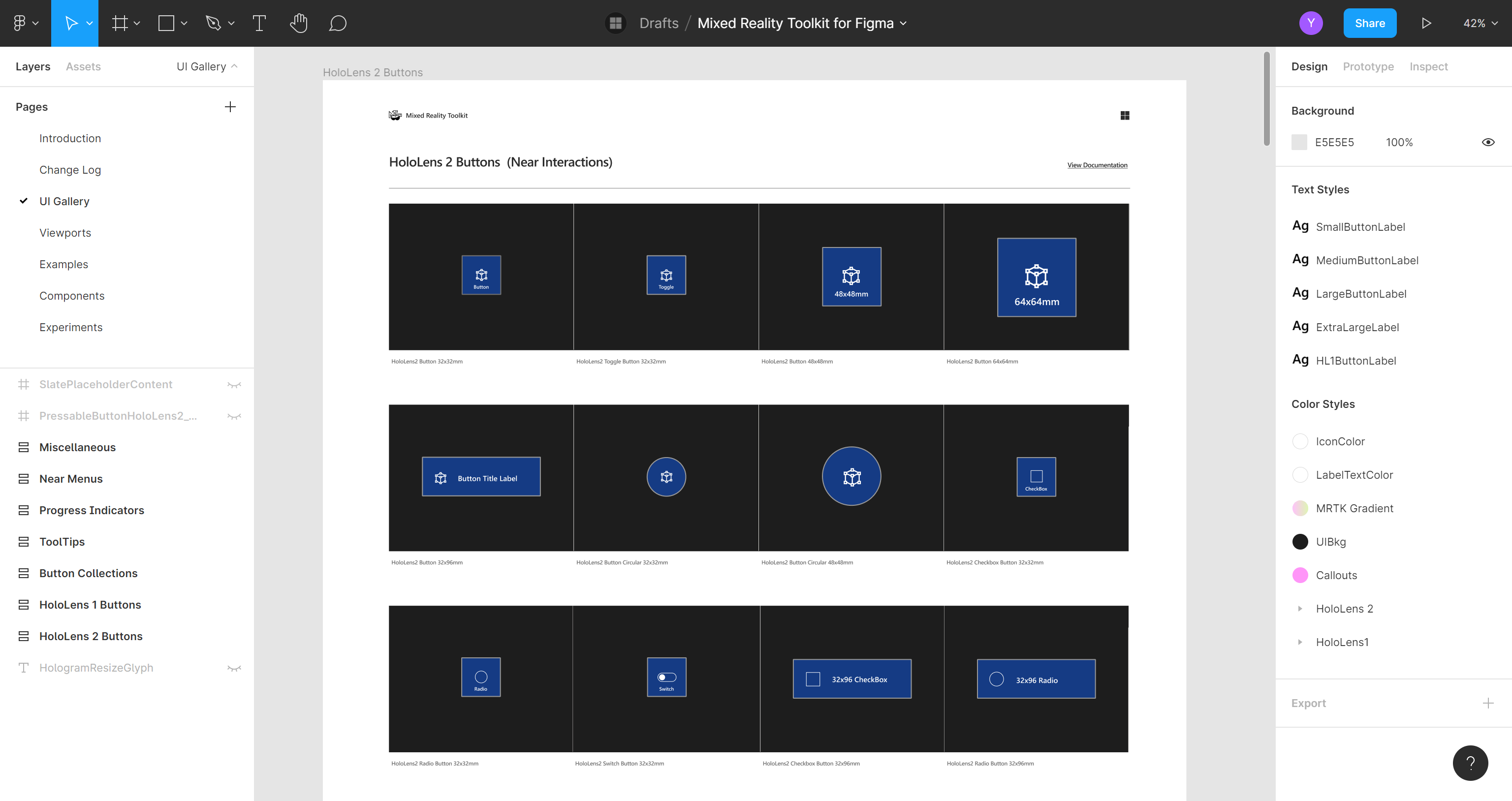 Esempio di Figma Toolkit - Interfaccia utente del menu 1