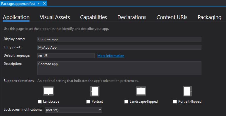 Manifest designer in Visual Studio