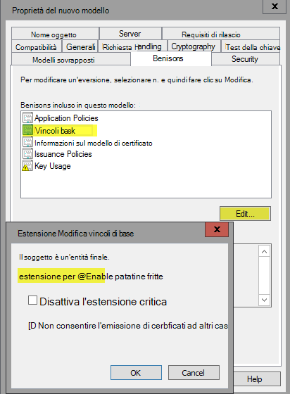 Modificare l'estensione vincoli di base.