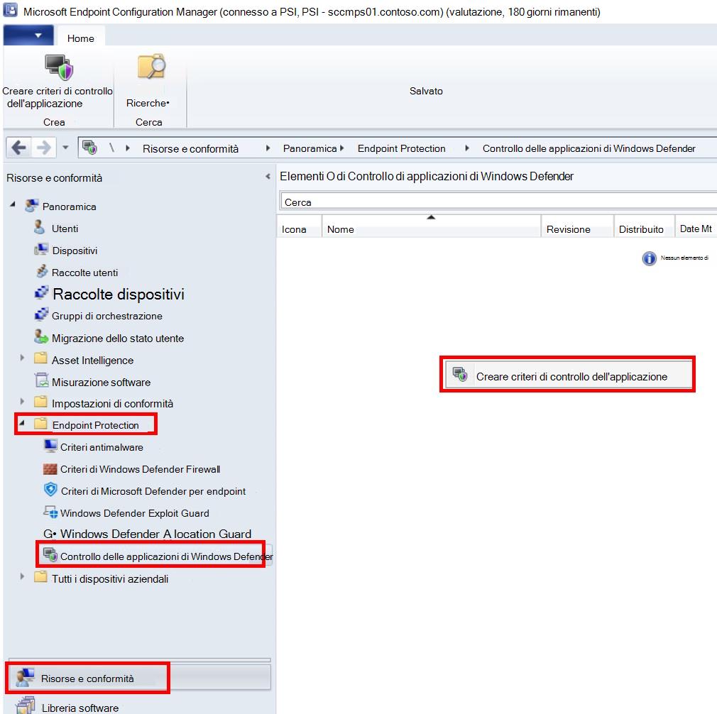 Creare criteri di Controllo app in Configuration Manager.