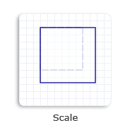 illustrazione di un quadrato ridimensionato al 130%