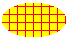 Illustrazione di un'ellisse riempita con una griglia di linee orizzontali e verticali su un colore di sfondo