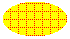 Illustrazione di un'ellisse riempita con una griglia di linee tratteggiate su un colore di sfondo 