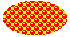 Illustrazione di un'ellisse riempita con una checkerboard di sfere su un colore di sfondo 