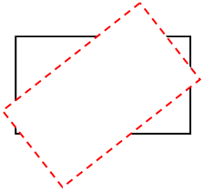 Illustrazione di un rettangolo ruotato (destinazione di rendering trasformata)