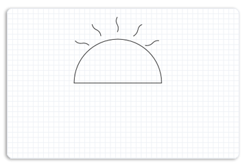 illustrazione di un arco e curve più bezier che mostrano il sole