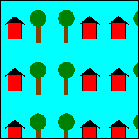 illustrazione che mostra l'immagine di base ripetutamente orizzontalmente, ma le istanze numerate pari vengono invertite orizzontalmente