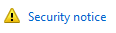 screenshot di un collegamento di avviso relativo all'avviso di sicurezza 