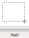 schermata della barra di stato che mostra il numero di pixel 