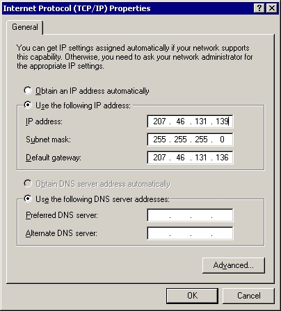 casella di indirizzi ipv4 comuni in un'interfaccia utente