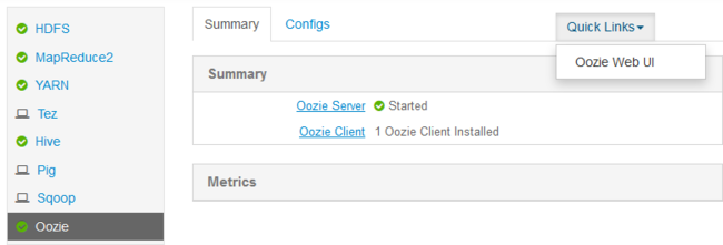 Apache Ambari oozie Web UI の手順。