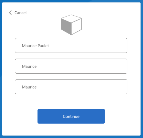 Screenshot of sign-in flow with social account.