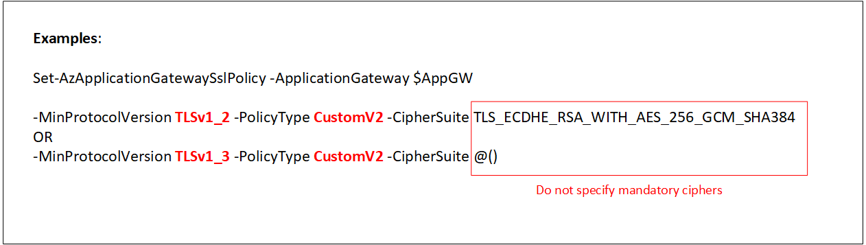 CustomV2 ポリシーの ciphersuite パラメーターの使用方法を示した図。