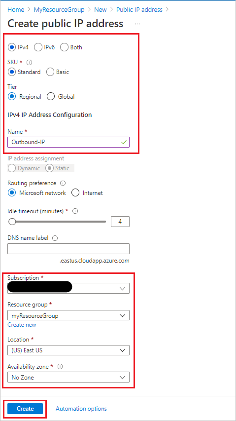 Create Public IP Address