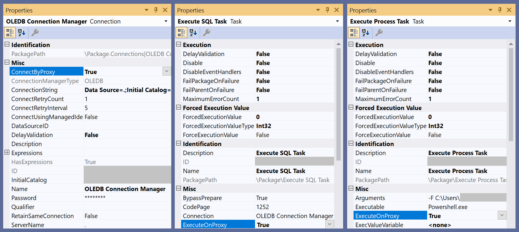 ConnectByProxy および ExecuteOnProxy プロパティを有効にする