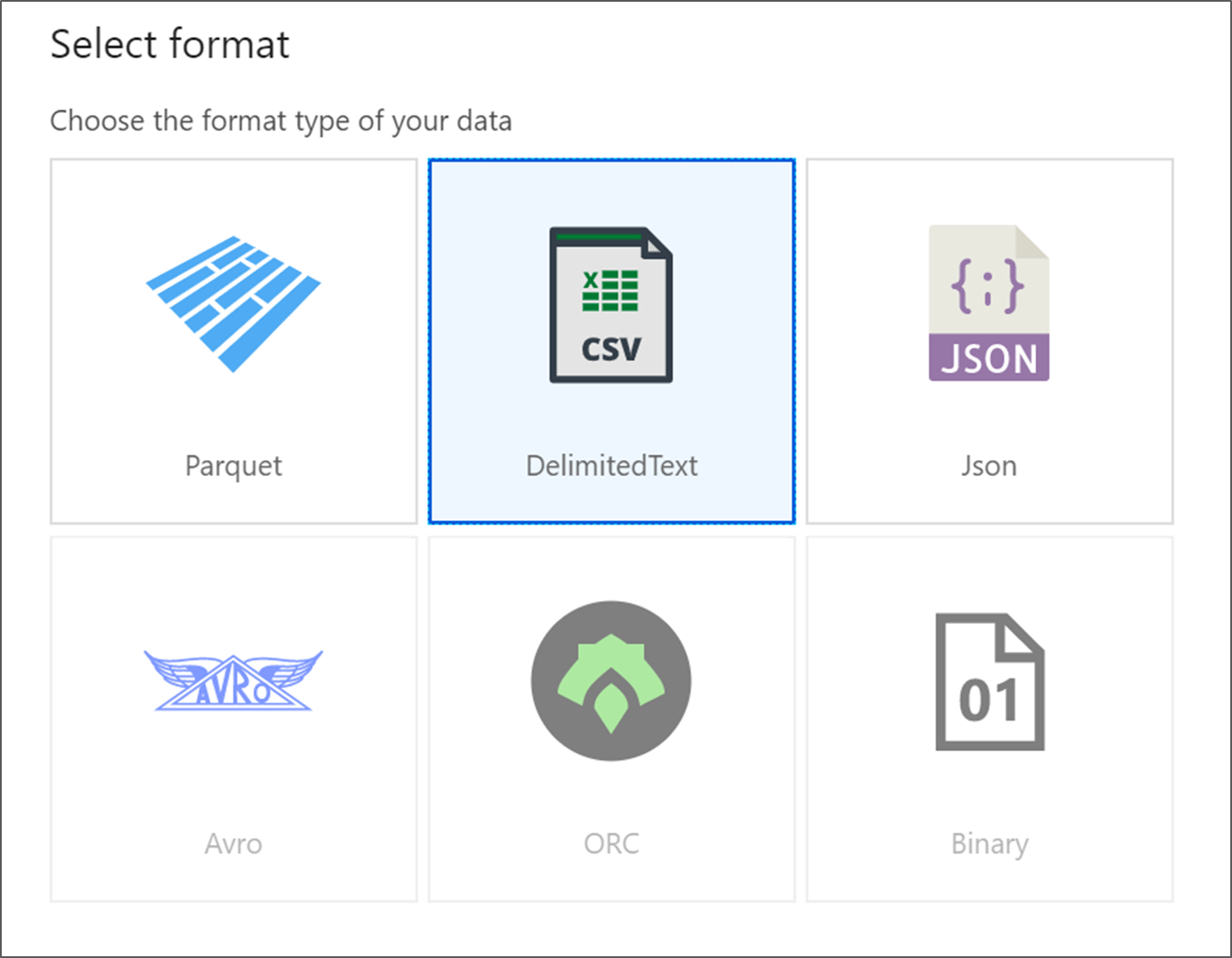 DelimitedText のタイルを示すスクリーンショット。