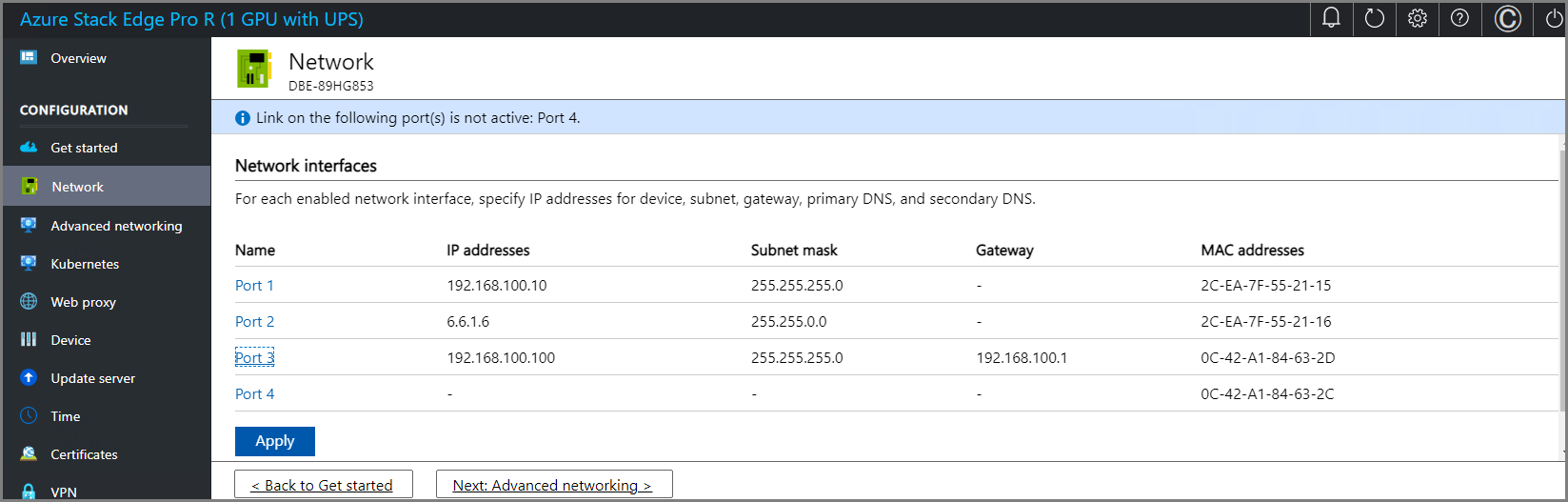 ローカル Web UI の [ネットワーク設定] ページ 2