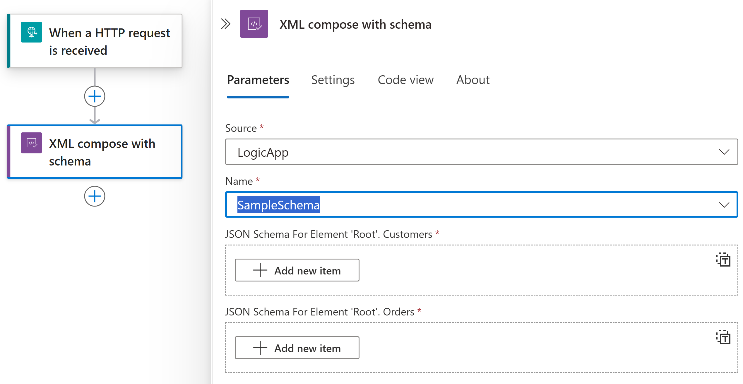 動的コンテンツ リストが開かれた Standard ワークフローを示すスクリーンショット。