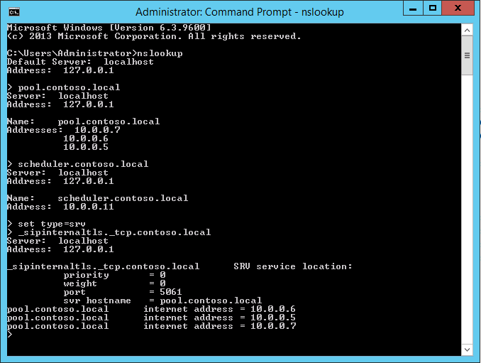 DNS 設定を確認します。