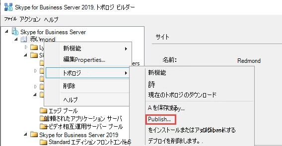 発行トポロジのスクリーンショット。