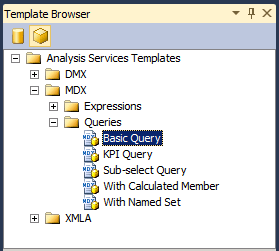 テンプレート エクスプローラー。Analysis Services