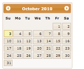 Screenshot shows a Humanity theme calendar.