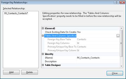 Creating a database table relationship