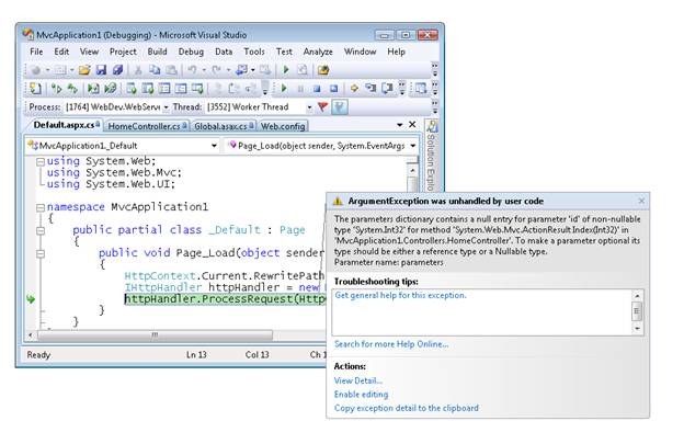 Invoking a controller action that expects a parameter value