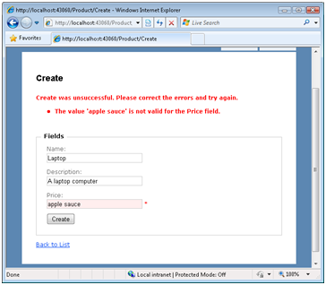 Image of invalid currency validation error