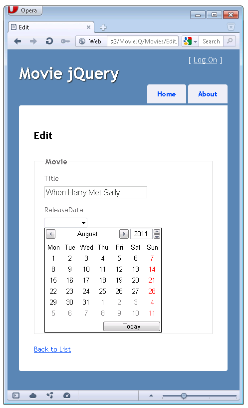 Image of H T M L 5 date control