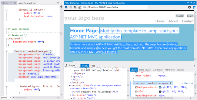 スタイルが強調表示されている CSS ファイルのスクリーンショット。